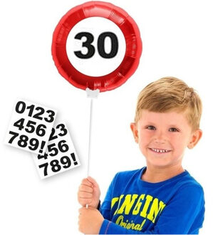 Folat Leeftijd 30 jaar verjaardag versiering folieballon met leeftijd cijfers stickers 23 cm