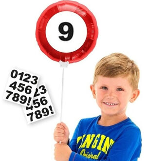 Folat Leeftijd 9 jaar verjaardag versiering folieballon met leeftijd cijfers stickers 23 cm
