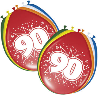 Folat leeftijd ballonnen - 90 jaar thema - 16x stuks - versiering - feestartikelen