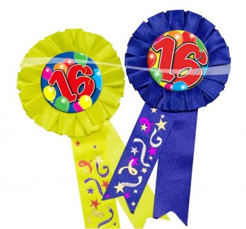 Folat Leeftijd deco Rozet met tekst 16 jaar