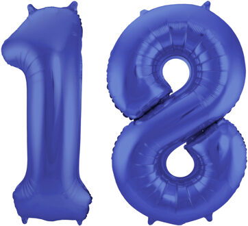 Folat Leeftijd feestartikelen/versiering grote folie ballonnen 18 jaar paars 86 cm - Ballonnen Blauw