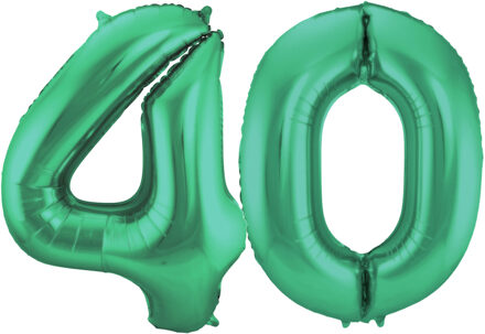 Folat Leeftijd feestartikelen/versiering grote folie ballonnen 40 jaar glimmend groen 86 cm - Ballonnen