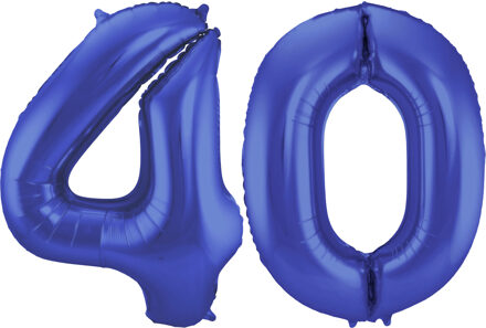 Folat Leeftijd feestartikelen/versiering grote folie ballonnen 40 jaar paars 86 cm - Ballonnen Blauw