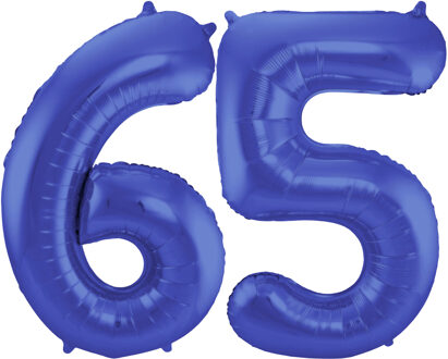 Folat Leeftijd feestartikelen/versiering grote folie ballonnen 65 jaar paars 86 cm - Ballonnen Blauw