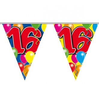 Folat Leeftijd slinger - 16 jaar - 10 meter - versiering vlaggenlijn / vlaggetjes