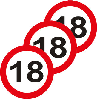 Folat Leeftijd Tuin decoratiebord - 3x stuks - 18 jaar verjaardag - karton - 26 cm - verkeersbord