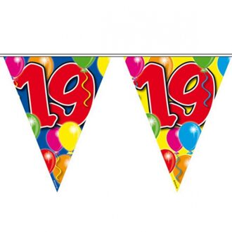 Folat Leeftijd vlaggenlijn 19 jaar - 10 meter - kunststof - binnen/buiten - eenzijdig - verjaardag