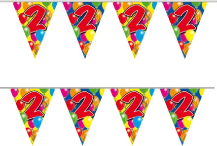 Folat Leeftijd vlaggenlijn - 2x - 2 jaar - 10 meter - verjaardag versiering - vlaggetjes