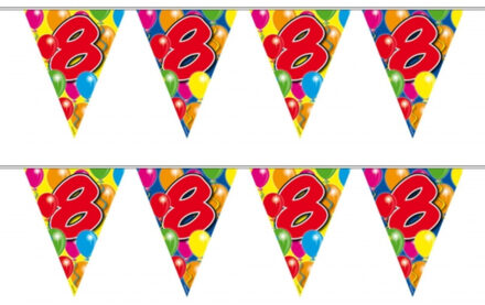 Folat Leeftijd vlaggenlijn - 2x - 8 jaar - 10 meter - verjaardag versiering - vlaggetjes