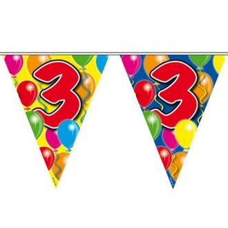 Folat Leeftijd vlaggenlijn - 3 jaar - 10 meter - verjaardag versiering - vlaggetjes Multi