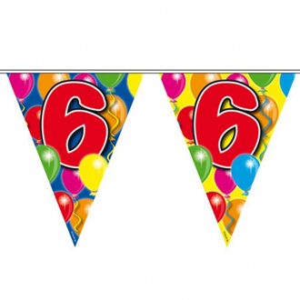 Folat Leeftijd vlaggenlijn - 6 jaar - 10 meter - verjaardag versiering - vlaggetjes