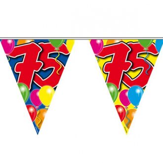 Folat Leeftijd vlaggenlijn 75 jaar - 10 meter - plastic - 75e verjaardag slinger - vlaggetjes Multi