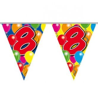 Folat Leeftijd vlaggenlijn - 8 jaar - 10 meter - verjaardag versiering - vlaggetjes