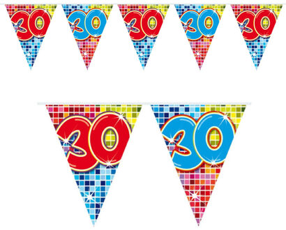 Folat Leeftijd vlaggenlijn / slinger - 30 jaar - verjaardag feest versiering - mini vlaggetjes