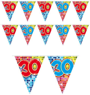 Folat Leeftijd vlaggenlijn / slinger - 3x - 30 jaar - verjaardag feest versiering - mini vlaggetjes