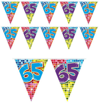 Folat Leeftijd vlaggenlijn / slinger - 3x - 65 jaar - verjaardag feest versiering - mini vlaggetjes