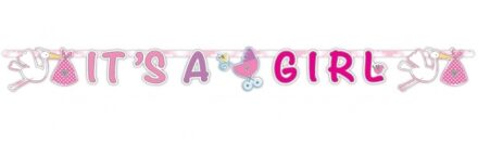 Folat Letterslinger its a girl 170 cm - Feestslingers Roze