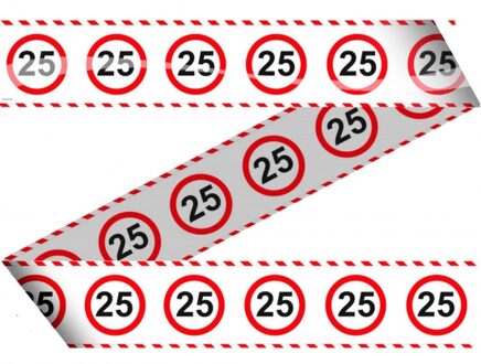 Folat Markeer lint 15 meter 25 jaar feestartikelen - Markeerlinten Multikleur