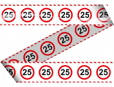 Folat Markeerlint 25 jaar - 2x stuks - 15 meter - stopbord - afzetlint - leeftijd/jubileum versiering