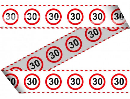 Folat Markeerlint/afzetlint 30 jaar - 2x - verjaardag versiering met stop bord - 15 meter