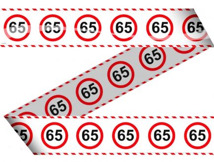 Folat Markeerlint/afzetlint 65 jaar versiering met stop bord 15 meter