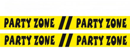 Folat Markeerlint party zone - 2x stuks - 15 meter - geel/zwart - afzetlint feest versiering