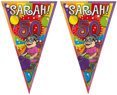 Folat Mega vlag Sarah - 2x - 90 x 150 cm - polyester - 50 jaar verjaardag versiering