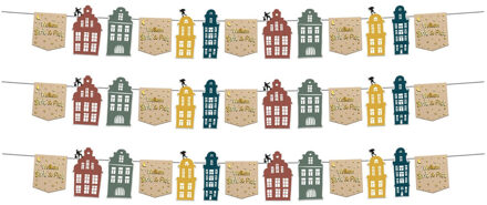 Folat Multipak van 3x stuks Sinterklaas Welkom Sint en Piet papieren vlaggenlijnen 4 meter