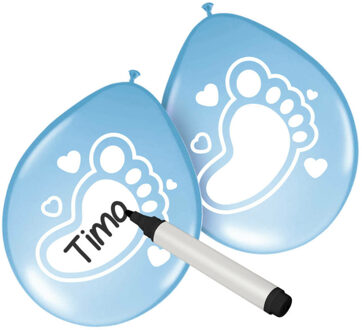 Folat Naam ballonnen geboorte jongen 6 stuks - Ballonnen Blauw