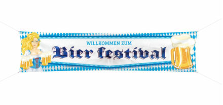 Folat Oktoberfest/bierfeest mega vlag met blonde dame 40 x 180 cm