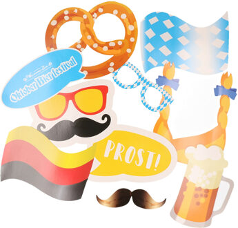 Folat Oktoberfest foto prop set - 10-delig - Duits bier festival/thema feest - photo booth - Fotoprops Multikleur