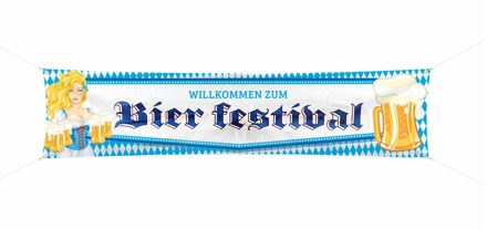 Folat Oktoberfest - Oktoberfest/bierfeest straatbanier/mega vlag/doek met blonde dame 40 x 180 cm - Feestartikelen welkomstborden versiering