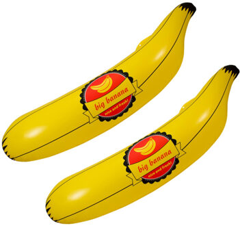Folat Opblaasbare banaan - 2x - geel - 70 cm - opblaas fruit - zwembad speelgoed