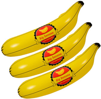 Folat Opblaasbare banaan - 3x - geel - 70 cm - opblaas fruit - zwembad speelgoed
