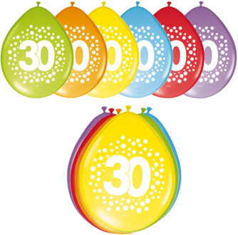 Folat party ballonnen- 30 jaar verjaardag cijfers - 16x stuks - versiering - 29 cm - feestartikelen