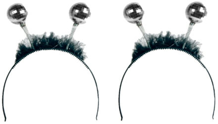 Folat Party disco/eighties thema discoballen diadeem - 4x stuks - voor dames - kunststof