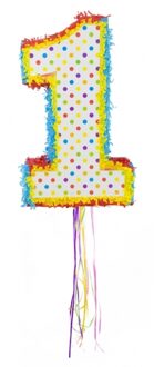 Folat Pinata 1 - gekleurd - 105 x 40 x 9 cm - Leeftijd versiering - 1e verjaardag