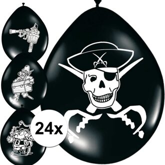 Folat Piraten ballonnen - D25 cm - 24x stuks - feest artikelen - feestversiering - ballon