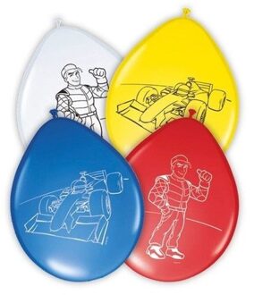 Folat race ballonnen - 8x stuks - latex - 28 cm - verjaardag - race thema - feestartikelen