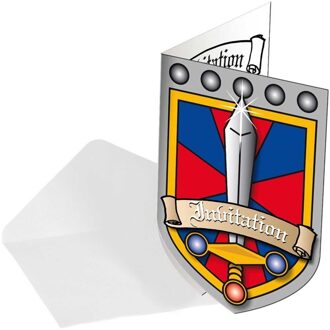 Folat Ridder uitnodigingen voor een kinderfeestje - 8x stuks - Themafeest - Verjaardag Multi