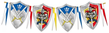 Folat Ridders thema kinder verjaardag feestje vlaggenlijnen - 2x - 6 meter - plastic - versiering