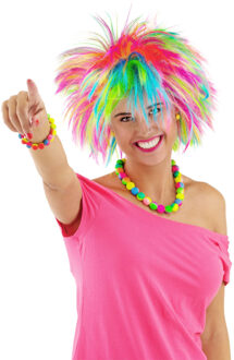 Folat Rock and Roll damespruik - gekleurd - piekerig - punk stijl - regenboog kleuren