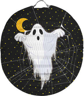 Folat Ronde lampion 22 cm spook zwart Multi