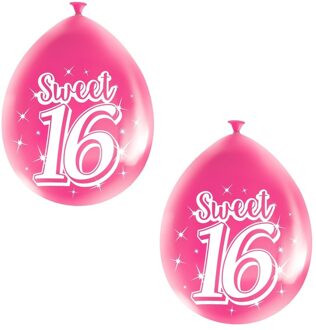 Folat Roze Sweet 16 verjaardag ballonnen - 8x stuks - 16 jaar verjaardag feestartikelen - versiering - Ballonnen
