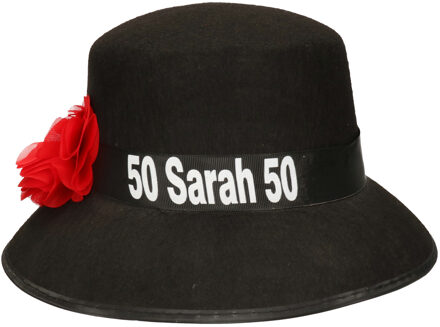 Folat Sarah 50 jaar verkleed hoedje Zwart