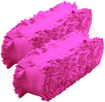 Folat Set van 2x stuks feest/verjaardag versiering slingers fuchsia roze 24 meter crepe papier - Feestartikelen
