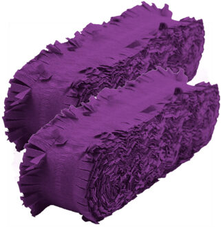 Folat Set van 3x stuks feest/verjaardag versiering slingers paars 24 meter crepe papier