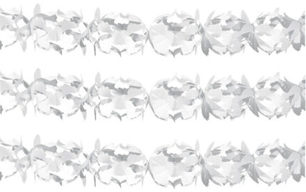 Folat Set van 6x stuks witte bruiloft/huwelijk thema feest slingers van 6 meter