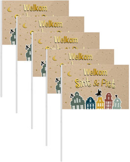 Folat Sinterklaas zwaaivlaggetje - 100x - Welkom Sint en Piet - 30x20 cm