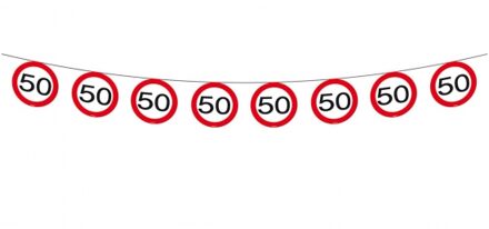 Folat Slinger - 3x - 50 jaar - stopborden - 10 meter - papier - 50e verjaardag versiering - Abraham - Sara Multi